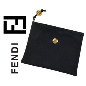 ‎Fendi VINTAGE Black Canvas Pouch